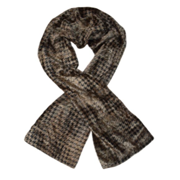 Kenneth Cole Houndstooth Velvety Scarf Brown Soft Cozy Wrap - Picture 1 of 9